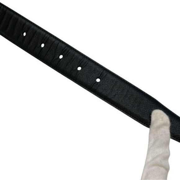 Prada 2 Cc121 4 Belt Saffiano Leather Black Silver